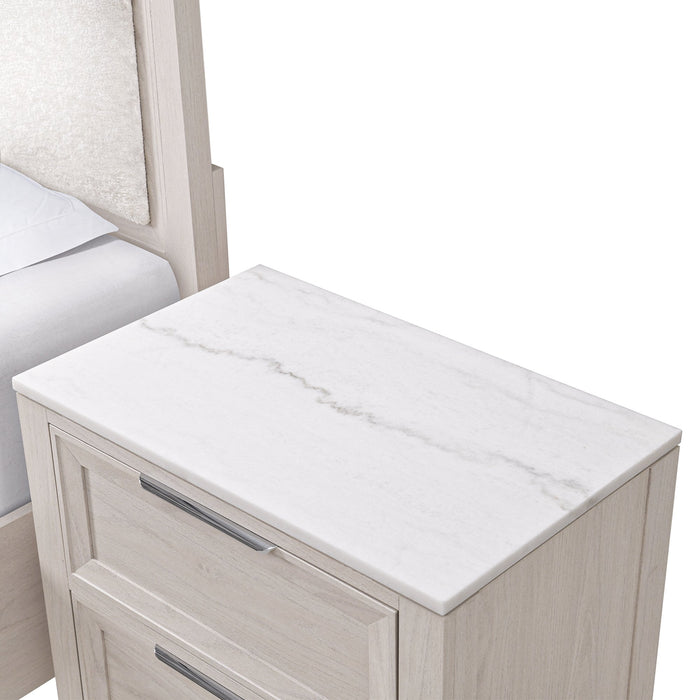 Elana Bedside 2-Drawer Nightstand with Real Marble Top - Beige