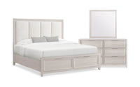 Elana 5pc Bedroom Set with Storage Bed, Dresser & Mirror, Natural - Queen Size