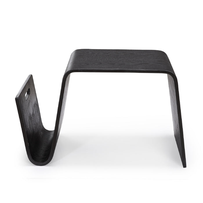 Manhattan Comfort Brookside 25.6\" Rectangle Plywood & Ash Veneer End Table - Black