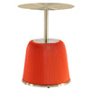 Manhattan Comfort Modern Anderson End Table 1.0 Upholstered Leatherette with Gold Tabletop - Orange|Table de bout moderne Anderson 1.0 de Manhattan Comfort avec revêtement en similicuir et dessus de table doré - orange