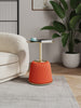 Manhattan Comfort Modern Anderson End Table 1.0 Upholstered Leatherette with Gold Tabletop - Orange|Table de bout moderne Anderson 1.0 de Manhattan Comfort avec revêtement en similicuir et dessus de table doré - orange
