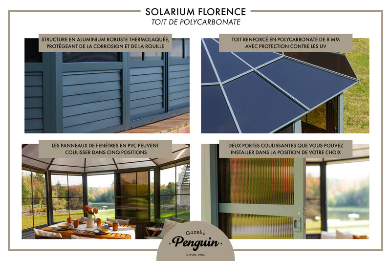 Gazebo Penguin Florence - Solarium 12x12 Polycarbonate Roof 