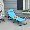 Outsunny Outdoor Folding Lounge Chair, For Camping, Hiking, Sky Blue