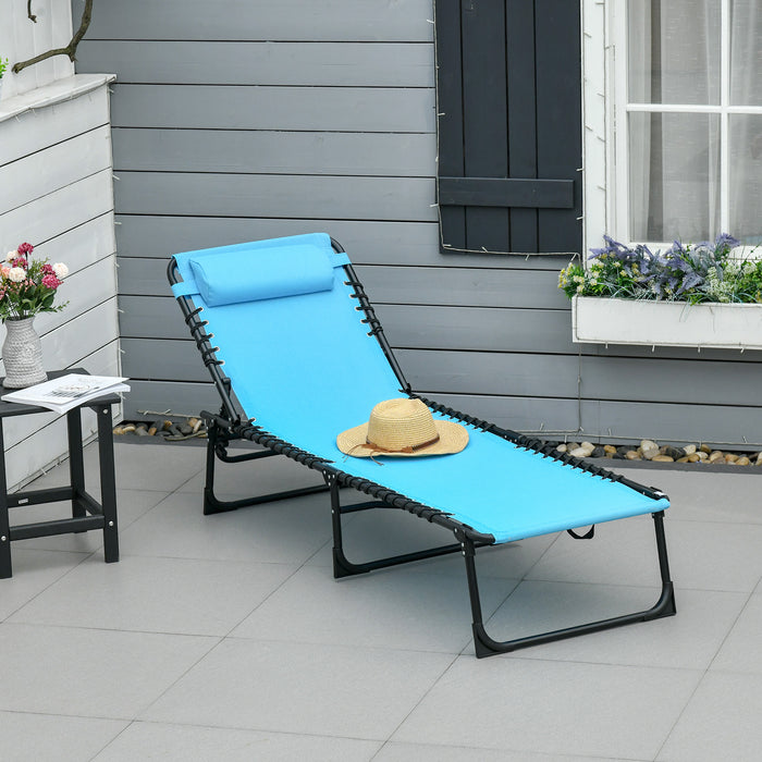 Outsunny Outdoor Folding Lounge Chair, For Camping, Hiking, Sky Blue