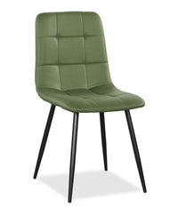 Arlo Dining Chair with Cushion Fabric Tufted Seat & Back, Metal – Green 