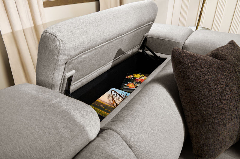 Cindy Crawford Home Aspen 5-Piece Power Reclining Sectional with Adjustable Headrests and USB Port - Silver