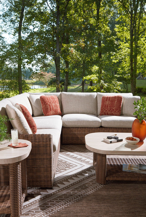 Banff 3-Piece Outdoor Patio Set with 2 Loveseats & Corner Chair - Weather Resistant - Brown/Beige