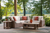 Banff Outdoor Patio RAF/LAF Loveseats, Set of 2 - Resin Wicker & Nuvella Fabric - Brown/Beige | Causeuses de droite et de gauche Banff pour la terrasse à l’extérieur, ensemble de 2 - osier en résine et tissu Nuvella - brunes et beige