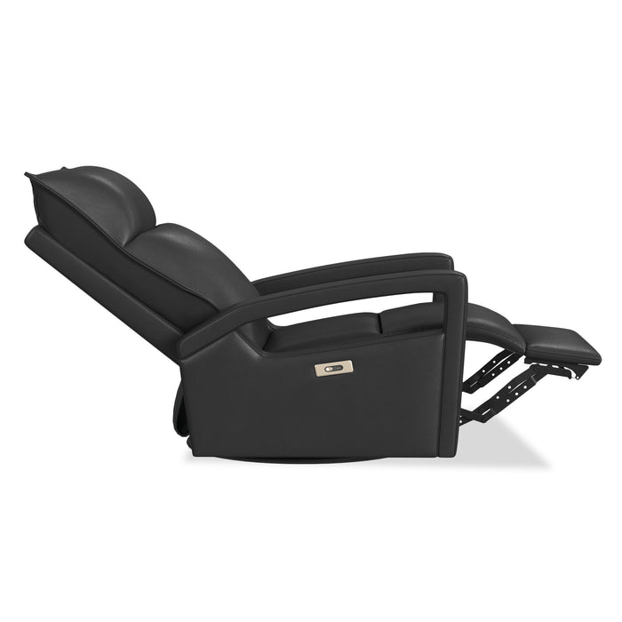 Carlos 31\" Top-Grain Genuine Leather Power Reclining Chair with Glider and Swivel –  Grey