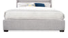 Jade Upholstered Platform Bed with USB Ports in Grey Fabric - Queen Size | Base de lit plateforme rembourrée Jade en tissu gris avec ports USB - format grand lit