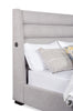 Jade Upholstered Platform Bed with USB Ports in Grey Fabric - Queen Size | Base de lit plateforme rembourrée Jade en tissu gris avec ports USB - format grand lit