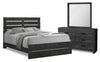 Soren 5pc Bedroom Set with Slat Panel Bed, Dresser & Mirror, Graphite Grey - Queen Size
