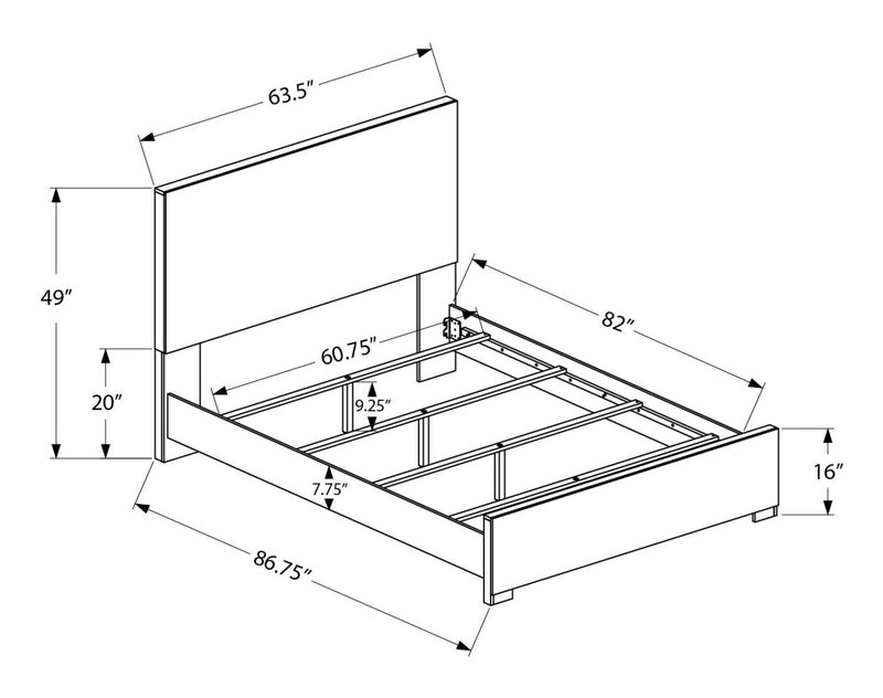 Soren Panel Bed with Headboard & Frame, Graphite Grey - Queen Size