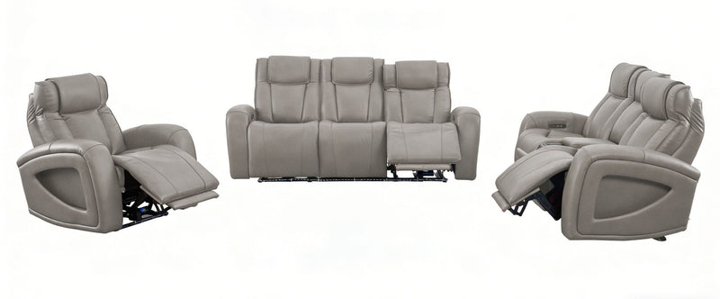 Shaquille O’Neal Home Titan 81\" Genuine Leather Power Reclining Loveseat with Shaq-o-pedic Comfort – Slate 