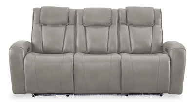 Shaquille O’Neal Home Titan 92" Genuine Leather Power Reclining Sofa with Shaq-o-pedic Comfort – Slate  | Sofa à inclinaison électrique Titan de Shaquille O’Neal Home de 92 po en cuir véritable avec confort Shaq-o-pedic - ardoise