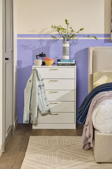 Arlo Bedroom Chest of Drawers, 5-Drawer, 23.6\"W x 36.2\"H, Made in Canada - White