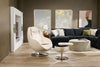 LG 29.6" Leather-Look Fabric Reclining Massage Chair with Matching Ottoman - Beige | Fauteuil de massage inclinable LG de 29,6 po en tissu d’apparence cuir avec pouf assorti - beige