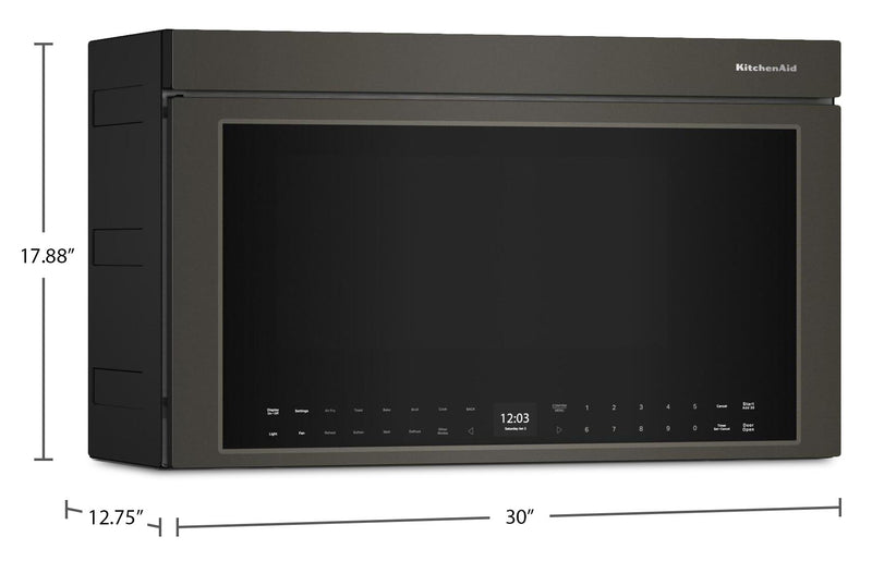 KitchenAid Multifunction Smart Flush Mount Over-the-Range Microwave Oven - Black Ore - YKMMF530PBE