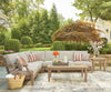 Juno Outdoor Patio Armless Chair - Eucalyptus Wood & Nuvella Fabric, Weather Resistant - Natural/Beige | Fauteuil sans accoudoirs Juno pour la terrasse à l’extérieur - eucalyptus et tissu Nuvella, résistant aux intempéries - naturel et beige