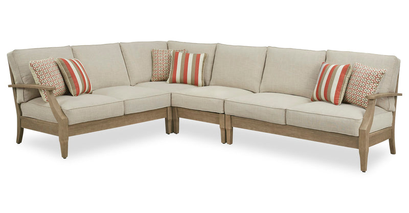 Juno Outdoor Patio Loveseats - Set of 2, Eucalyptus Wood & Nuvella Fabric - Natural/Beige