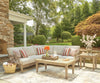 Juno Outdoor Patio Loveseats - Set of 2, Eucalyptus Wood & Nuvella Fabric - Natural/Beige | Causeuses Juno pour la terrasse à l’extérieur - ensemble de 2, eucalyptus et tissu Nuvella - naturelles et beige