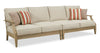 Juno Outdoor Patio Loveseats - Set of 2, Eucalyptus Wood & Nuvella Fabric - Natural/Beige | Causeuses Juno pour la terrasse à l’extérieur - ensemble de 2, eucalyptus et tissu Nuvella - naturelles et beige