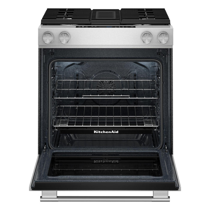 KitchenAid 30” 6.4 Cu. Ft. Slide-In Dual Fuel Range – PrintShield™ Stainless Steel - KSDV730TPS