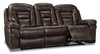 Leo 87.5" Leather-Look Fabric Reclining Sofa - Walnut Brown  | Sofa inclinable Leo de 87,5 po en tissu d’apparence cuir - brun noyer