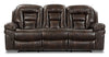 Leo 87.5\" Leather-Look Fabric Power Reclining Sofa - Walnut Brown 