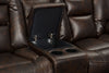 Leo Leath-Aire® Fabric 7-Piece Power Reclining Sectional – Walnut - Contemporary style Sectional in Walnut