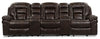 Leo Leath-Aire® Fabric 5-Piece Power Reclining Home Theatre Sectional – Walnut - Contemporary style Sectional in Walnut