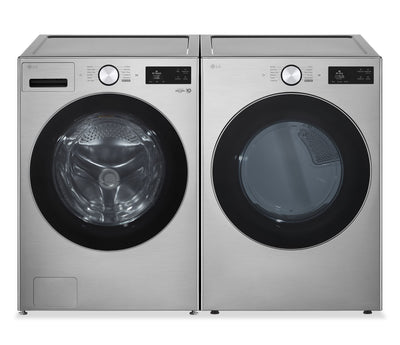 LG 5.8 Cu. Ft. Smart Front-Load Steam Washer and 7.4 Cu. Ft. Front-Load Electric Dryer – Graphite Steel | Laveuse à la vapeur à chargement frontal de 5,8 pi³ et sécheuse électrique à chargement frontal de 7,4 pi³ de LG - acier graphite | LGFL5800