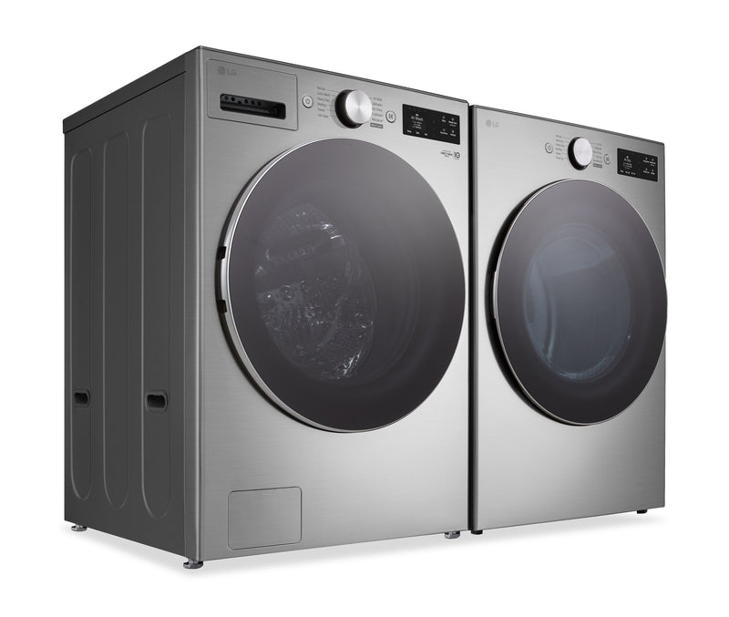 LG 5.8 Cu. Ft. Smart Front-Load Steam Washer and 7.4 Cu. Ft. Front-Load Gas Dryer – Graphite Steel 