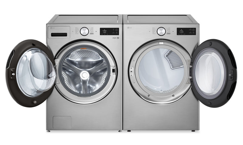 LG 5.8 Cu. Ft. Smart Front-Load Steam Washer and 7.4 Cu. Ft. Front-Load Gas Dryer – Graphite Steel 
