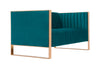 Manhattan Comfort Trillium 57.48" Velvet Loveseat - Aqua Blue & Gold|Causeuse Trillium de Manhattan Comfort de 57,48 po en velours - bleu turquoise et dorée