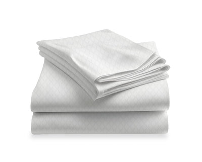 LUSOME Temperature Regulating 4-piece Cotton Split King Sheet Set – White | Ensemble de draps LUSOME de 4 pièces en coton à régulation de température pour très grand lit divisé - blanc