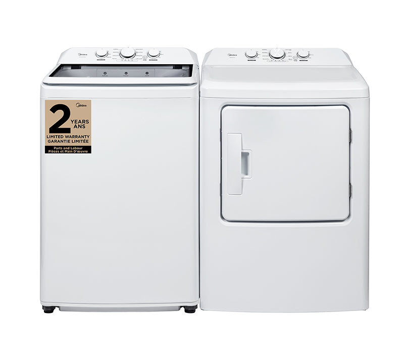Midea 4.5 Cu. Ft. Top Load Agitator Washer and 7.0 Cu. Ft. Electric Dryer – White 