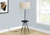 63" Black Metal Tripod Floor Lamp with USB Port|Lampe à pied de style trépied de 63 po en métal noir avec port USB