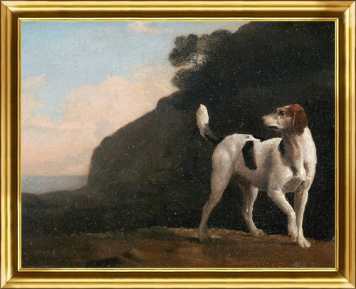 Vintage Dog Framed Stucco Textured Artwork - 11" x 13"