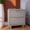 Manhattan Comfort Granville Modern Nightstand with 2 Full Extension Drawer - Light Grey|Table de nuit moderne Granville de Manhattan Comfort avec 2 tiroir à extension complète - gris pâle