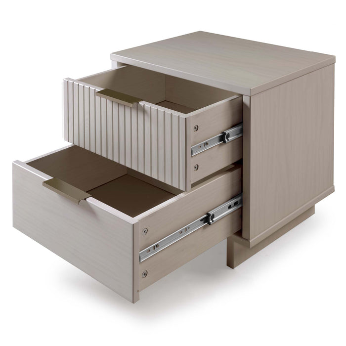 Manhattan Comfort Granville Modern Nightstand with 2 Full Extension Drawer - Light Grey