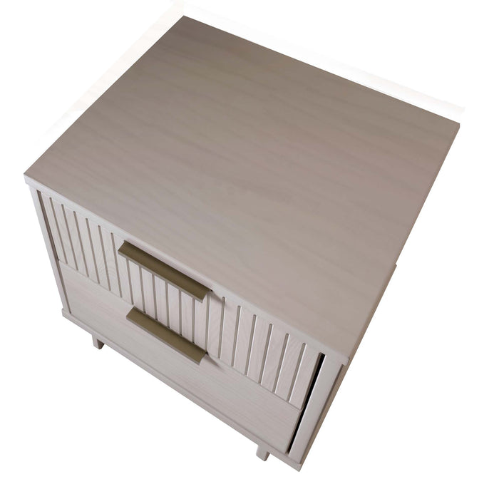 Manhattan Comfort Granville Modern Nightstand with 2 Full Extension Drawer - Light Grey