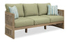 Oasis Outdoor Patio Sofa - Eucalyptus Wood, Rope & Nuvella Fabric, Weather Resistant - Natural/Green | Sofa Oasis pour la terrasse à l’extérieur - eucalyptus, corde et tissu NuvellaMD, résistant aux intempéries - naturel et vert