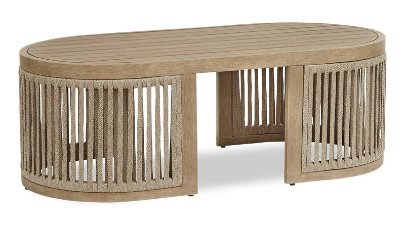 Oasis Outdoor Patio Coffee Table - Eucalyptus Wood & Rope, Weather Resistant – Natural