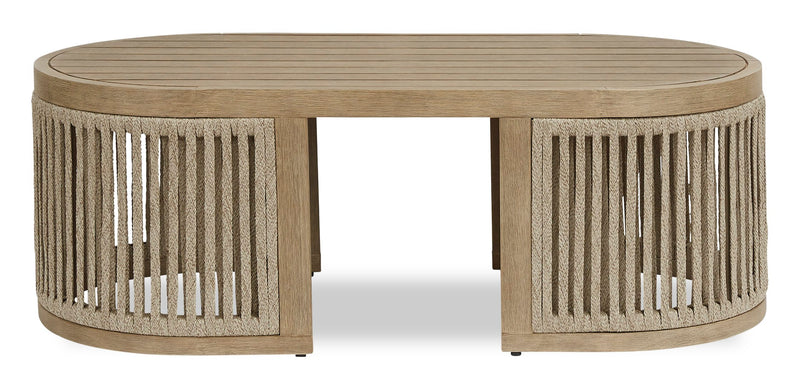 Oasis Outdoor Patio Coffee Table - Eucalyptus Wood & Rope, Weather Resistant – Natural