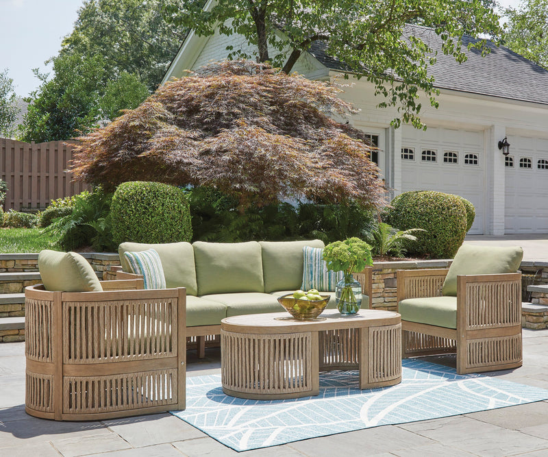 Oasis Outdoor Patio Coffee Table - Eucalyptus Wood & Rope, Weather Resistant – Natural