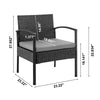 Manhattan Comfort Noli Steel Rattan 4-Piece Patio Conversation Set with Cushions - Grey|Ensemble de conversation Noli de Manhattan Comfort 4 pièces en acier et en rotin avec coussins pour la terrasse - gris