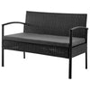 Manhattan Comfort Noli Steel Rattan 4-Piece Patio Conversation Set with Cushions - Grey|Ensemble de conversation Noli de Manhattan Comfort 4 pièces en acier et en rotin avec coussins pour la terrasse - gris