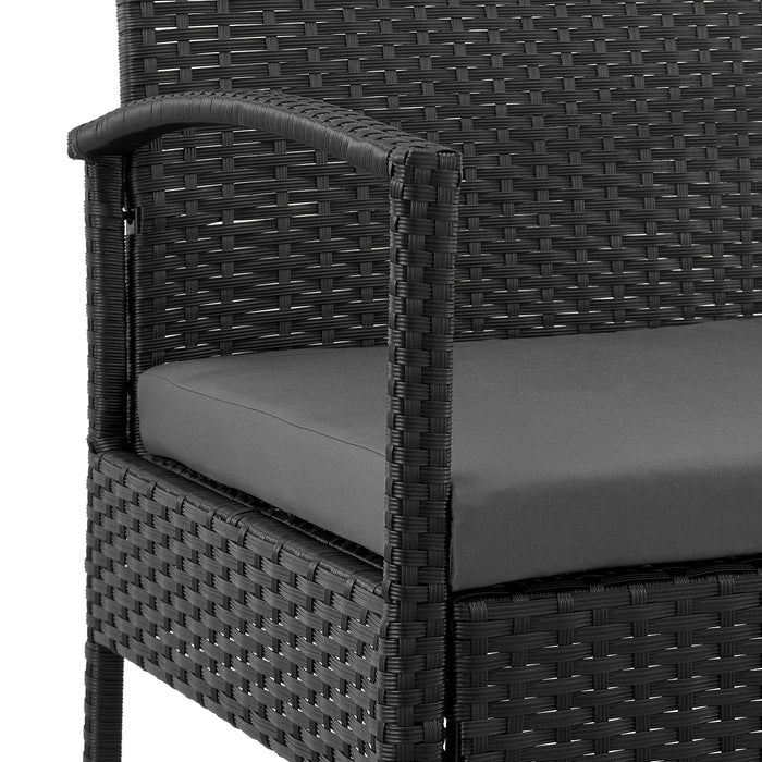 Manhattan Comfort Noli Steel Rattan 4-Piece Patio Conversation Set with Cushions - Grey