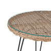Manhattan Comfort Antibes 1.0 Steel Rattan 3-Piece Patio Conversation Set - Cream|Ensemble de conversation Antibes 1.0 de Manhattan Comfort 3 pièces en acier et en rotin pour la terrasse - crème